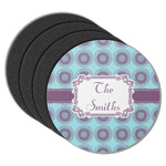 Concentric Circles Round Rubber Backed Coasters - Set of 4 (Personalized)