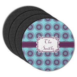 Concentric Circles Round Rubber Backed Coasters - Set of 4 (Personalized)