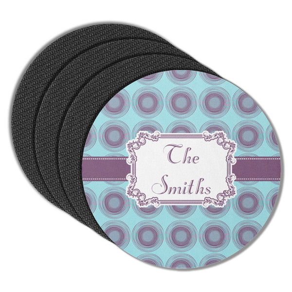 Custom Concentric Circles Round Rubber Backed Coasters - Set of 4 (Personalized)