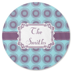 Concentric Circles Round Rubber Backed Coaster (Personalized)