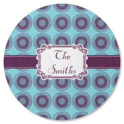 Concentric Circles Round Rubber Backed Coaster (Personalized)