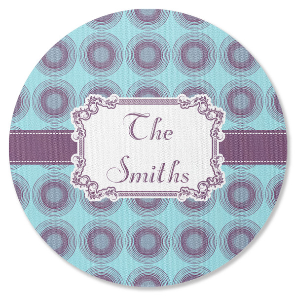 Custom Concentric Circles Round Rubber Backed Coaster (Personalized)