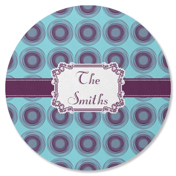 Concentric Circles Round Coaster Rubber Back - Single