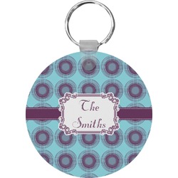 Concentric Circles Round Plastic Keychain (Personalized)