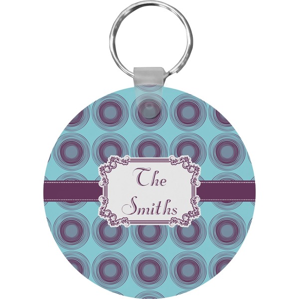 Custom Concentric Circles Round Plastic Keychain (Personalized)