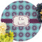 Concentric Circles Round Linen Placemats - Front (w flowers)