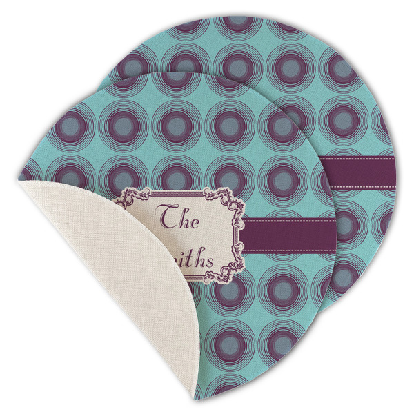 Custom Concentric Circles Round Linen Placemat - Single Sided - Set of 4 (Personalized)