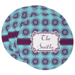Concentric Circles Round Paper Coasters w/ Name or Text