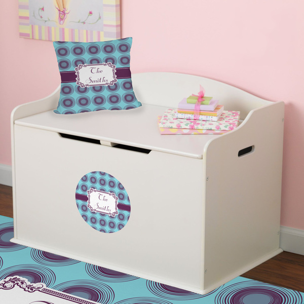 Concentric Circles Round Wall Decal on Toy Chest