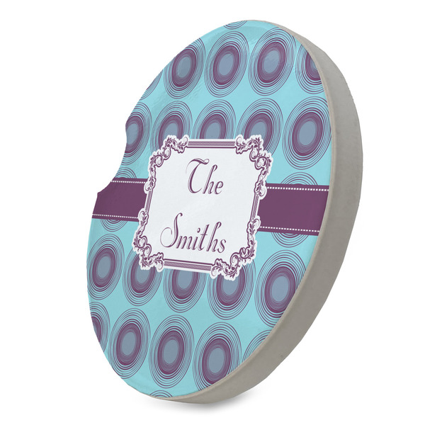 Concentric Circles Sandstone Car Coaster - STANDING ANGLE