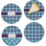 Concentric Circles Set of 4 Glass Appetizer / Dessert Plate 8" (Personalized)