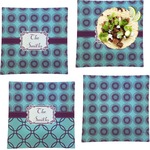 Concentric Circles Set of 4 Glass Square Lunch / Dinner Plate 9.5" (Personalized)