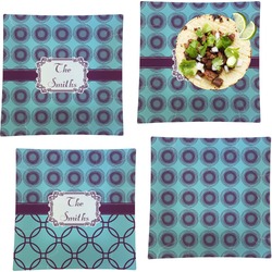 Concentric Circles Set of 4 Glass Square Lunch / Dinner Plate 9.5" (Personalized)