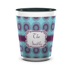 Concentric Circles Ceramic Shot Glass - 1.5 oz - Two Tone - Set of 4 (Personalized)