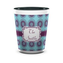 Concentric Circles Ceramic Shot Glass - 1.5 oz - Two Tone - Set of 4 (Personalized)