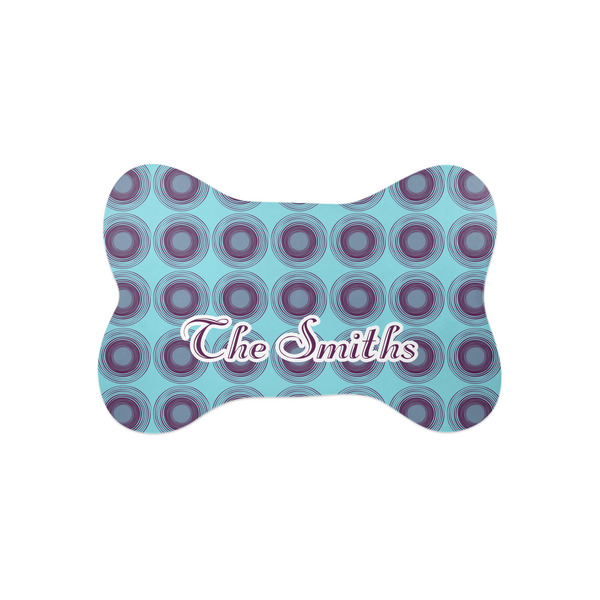 Custom Concentric Circles Bone Shaped Dog Food Mat (Small) (Personalized)