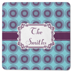 Concentric Circles Square Rubber Backed Coaster (Personalized)