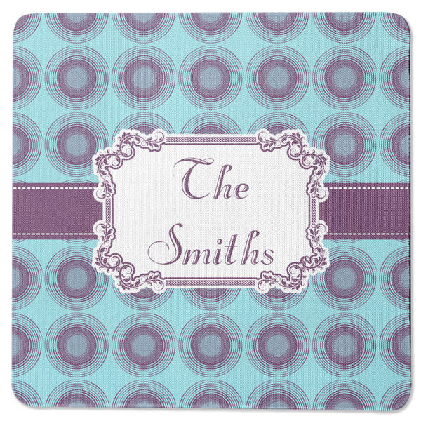 Custom Concentric Circles Square Rubber Backed Coaster (Personalized)