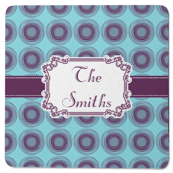 Custom Concentric Circles Square Rubber Backed Coaster (Personalized)