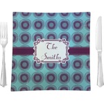 Concentric Circles 9.5" Glass Square Lunch / Dinner Plate- Single or Set of 4 (Personalized)