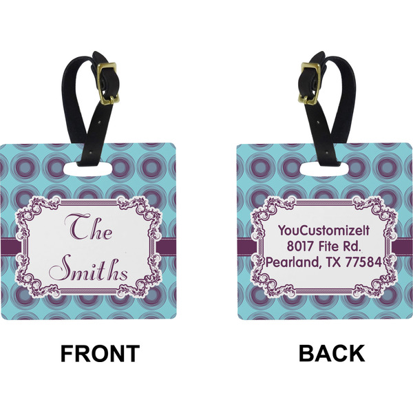 Concentric Circles Square Luggage Tag (Front + Back)