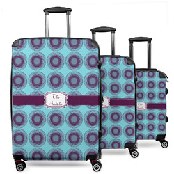 Concentric Circles 3 Piece Luggage Set - 20" Carry On, 24" Medium Checked, 28" Large Checked (Personalized)