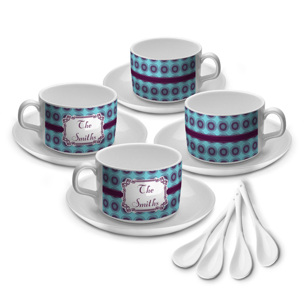 Custom Concentric Circles Tea Cup - Set of 4 (Personalized)