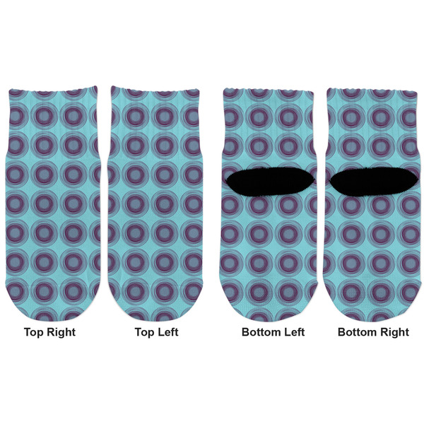 Concentric Circles Toddler Ankle Socks - Double Pair - Front and Back - Apvl