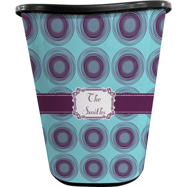 Custom Concentric Circles Waste Basket - Single Sided (Black) (Personalized)
