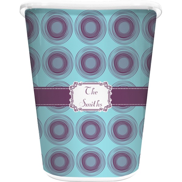 Custom Concentric Circles Waste Basket - Double Sided (White) (Personalized)