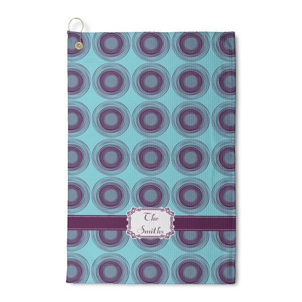 Custom Concentric Circles Waffle Weave Golf Towel (Personalized)