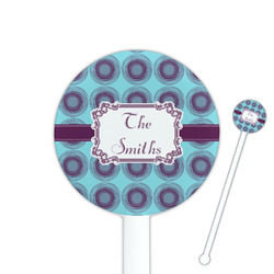 Concentric Circles 5.5" Round Plastic Stir Sticks - White - Double Sided (Personalized)