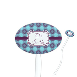 Concentric Circles 7" Oval Plastic Stir Sticks - White - Single Sided (Personalized)