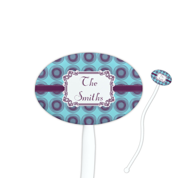 Custom Concentric Circles 7" Oval Plastic Stir Sticks - White - Single Sided (Personalized)