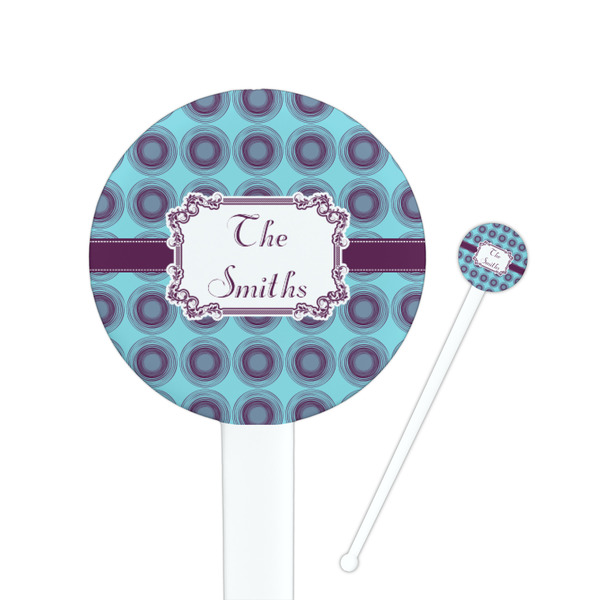 Custom Concentric Circles 7" Round Plastic Stir Sticks - White - Single Sided (Personalized)