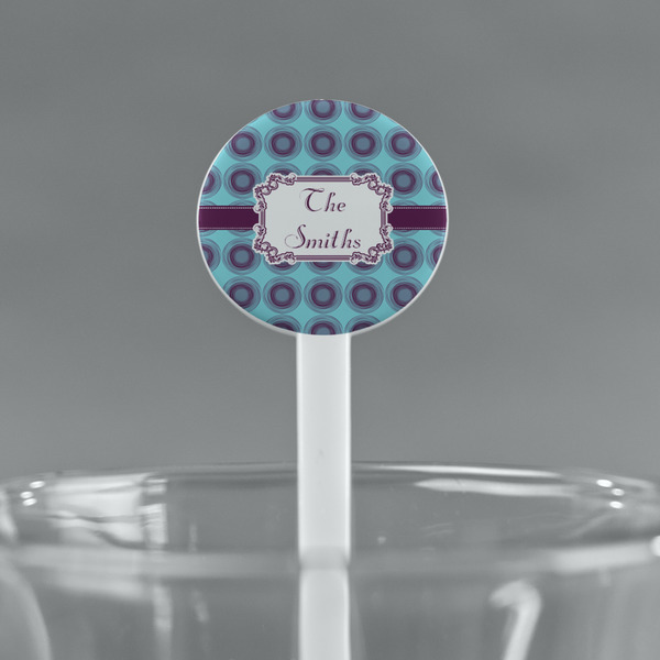 Concentric Circles White Plastic 7" Stir Stick - Round - Main