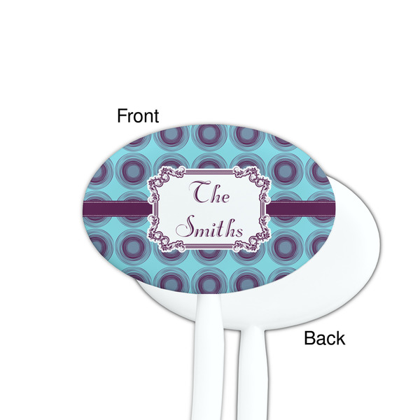 Concentric Circles White Plastic 7" Stir Stick - Single Sided - Oval - Front & Back