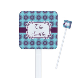 Concentric Circles Square Plastic Stir Sticks - Single Sided (Personalized)