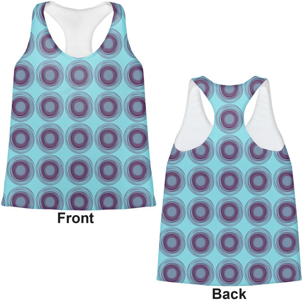 Concentric Circles Womens Racerback Tank Tops - Medium - Front and Back