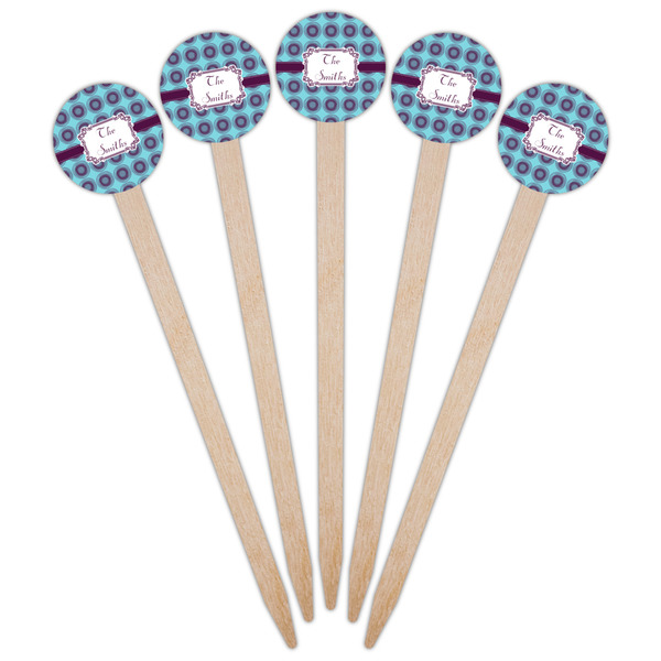 Concentric Circles Wooden 6" Food Pick - Round - Fan View