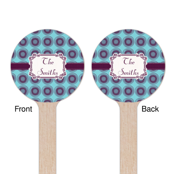 Concentric Circles Wooden 7.5" Stir Stick - Round - Double Sided - Front & Back