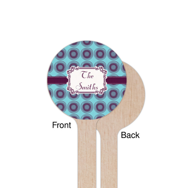 Concentric Circles Wooden 7.5" Stir Stick - Round - Single Sided - Front & Back