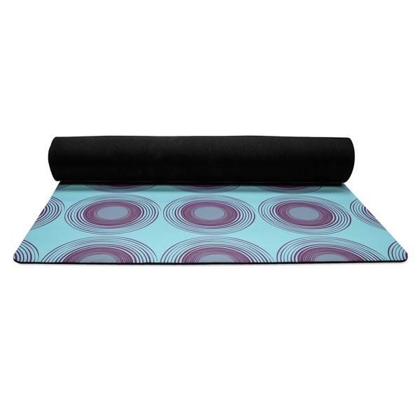 Concentric Circles Yoga Mat Rolled up Black Rubber Backing
