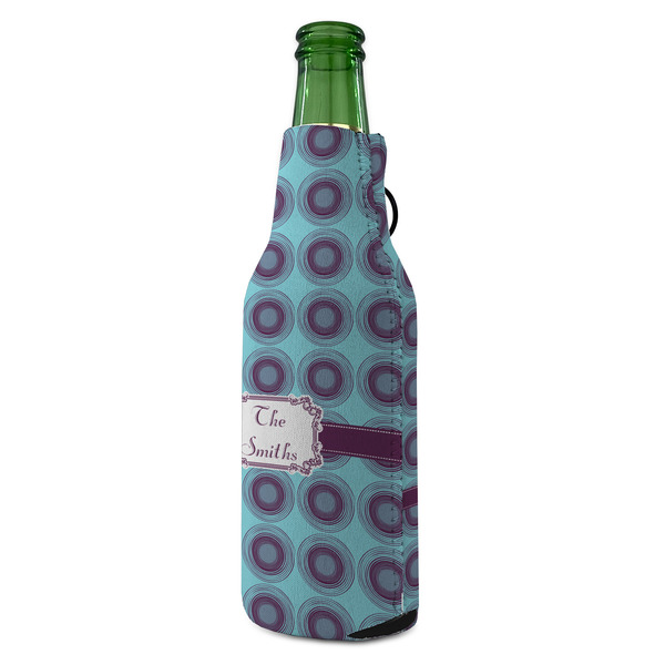 Concentric Circles Zipper Bottle Cooler - ANGLE (bottle)