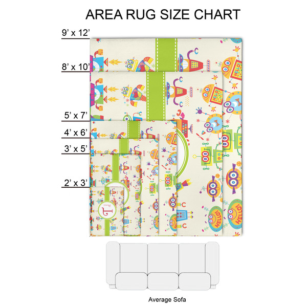 Rocking Robots 2'x3' Indoor Area Rugs - Size Chart