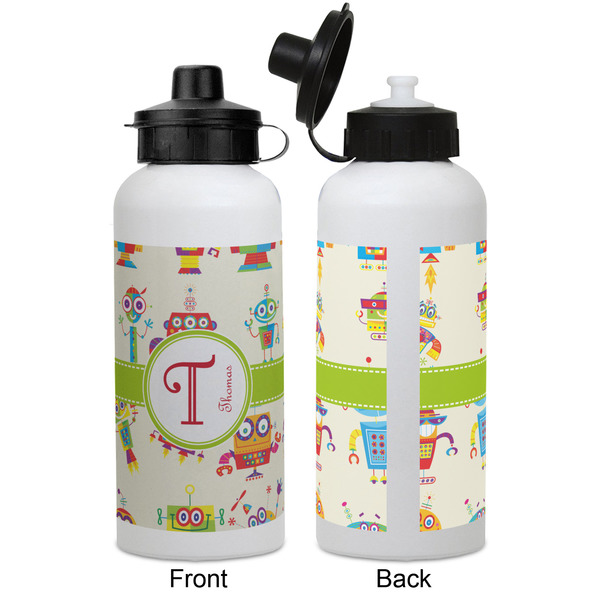 Rocking Robots Aluminum Water Bottle - White APPROVAL