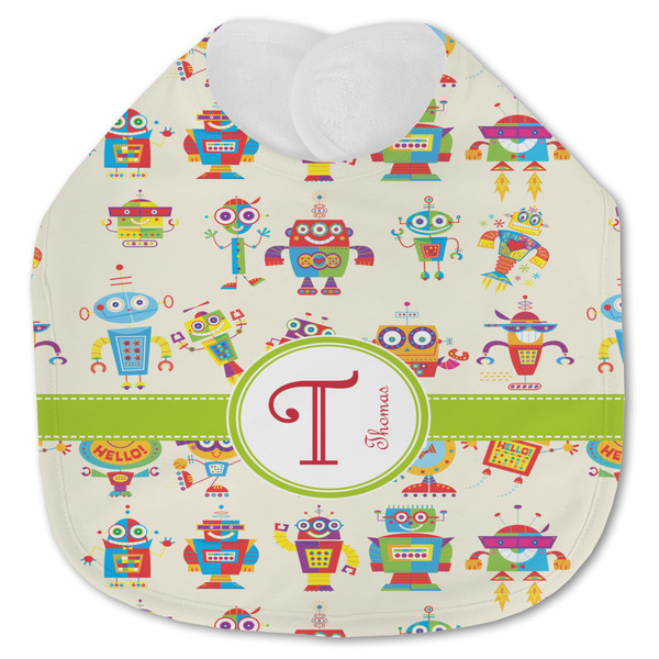 Custom Rocking Robots Jersey Knit Baby Bib w/ Name and Initial