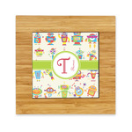 Rocking Robots Bamboo Trivet with Ceramic Tile Insert (Personalized)