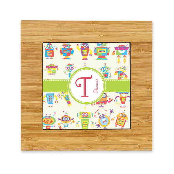 Custom Rocking Robots Bamboo Trivet with Ceramic Tile Insert (Personalized)