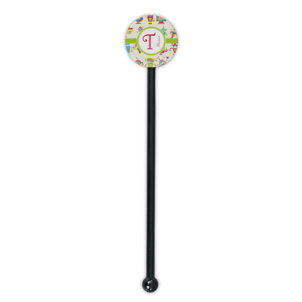 Rocking Robots Black Plastic 5.5" Stir Stick - Round - Single Stick